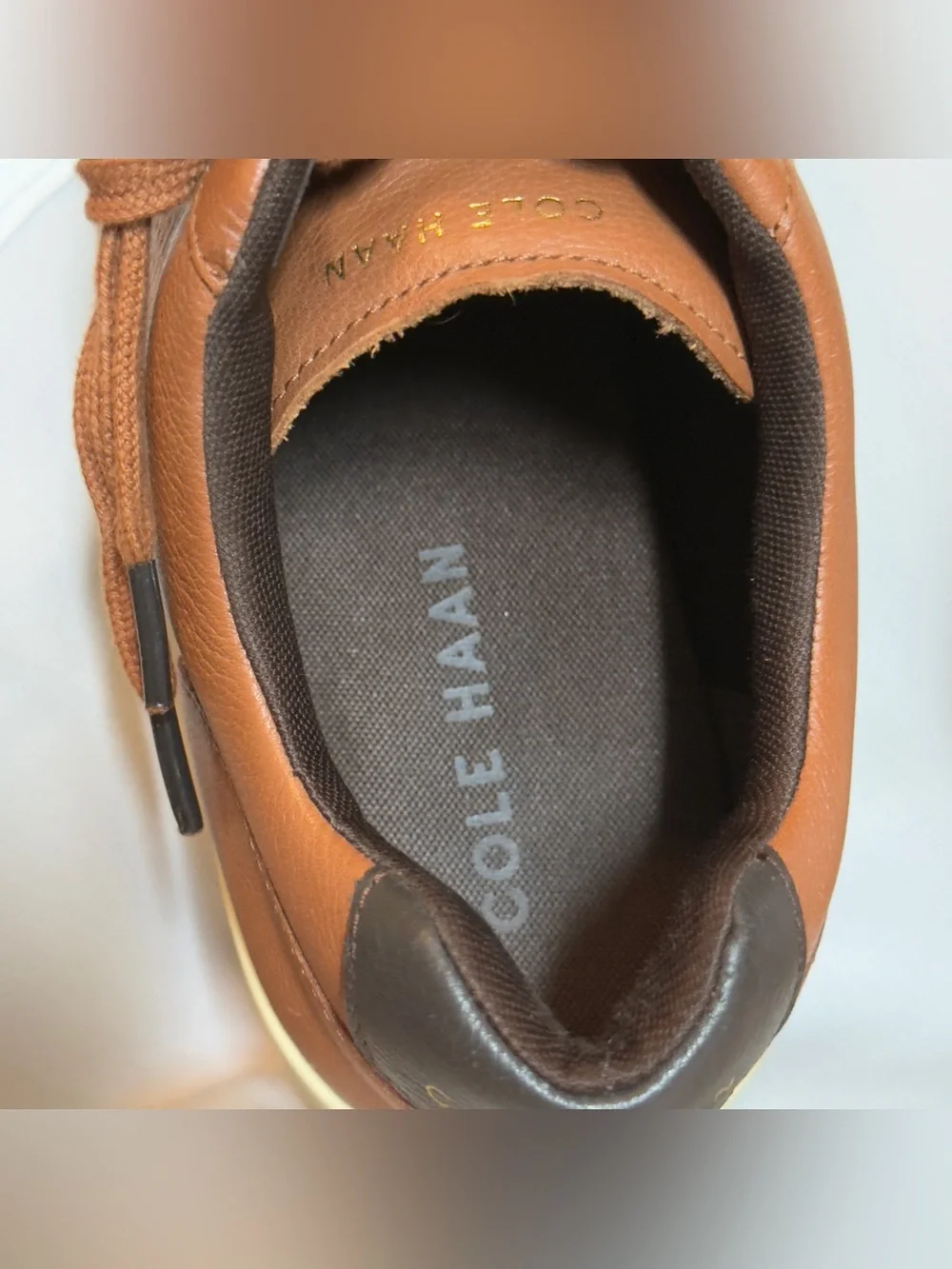 Cole Haan Men's Grand Crosscourt Modern Perforated Tan Leather Tennis Sneakers S